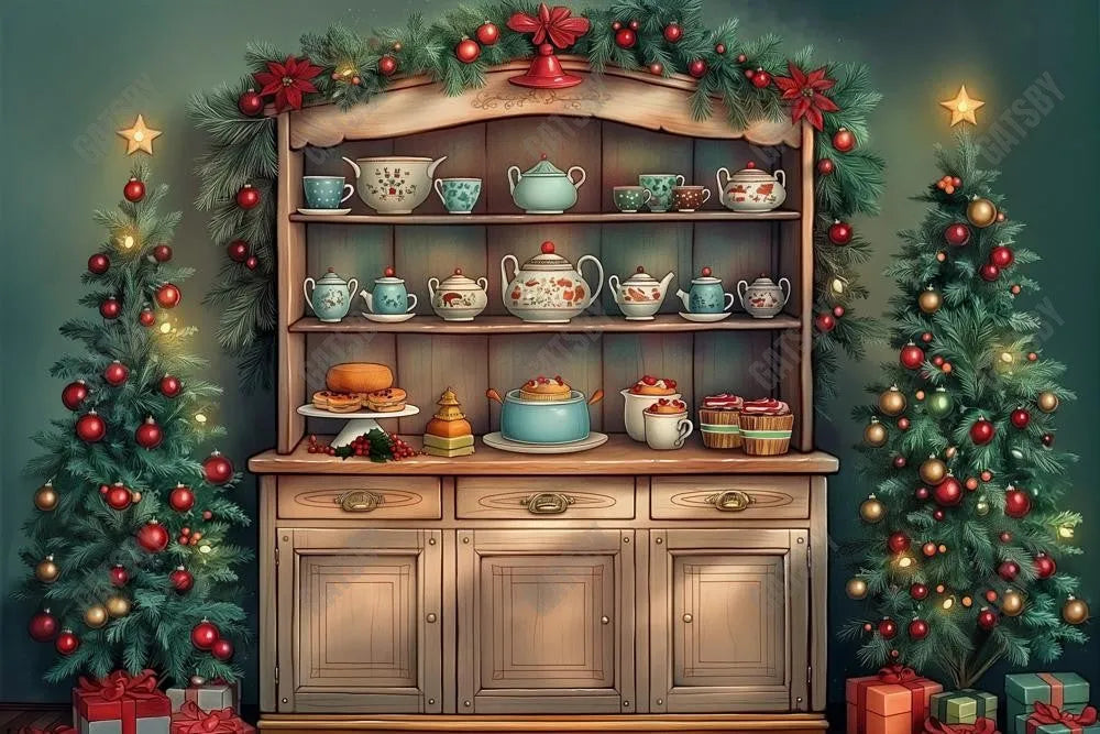 Gatsby Cabinet Of Christmas Delights Photography Backdrop Gbsx-00327 - Gatsby Backdrop