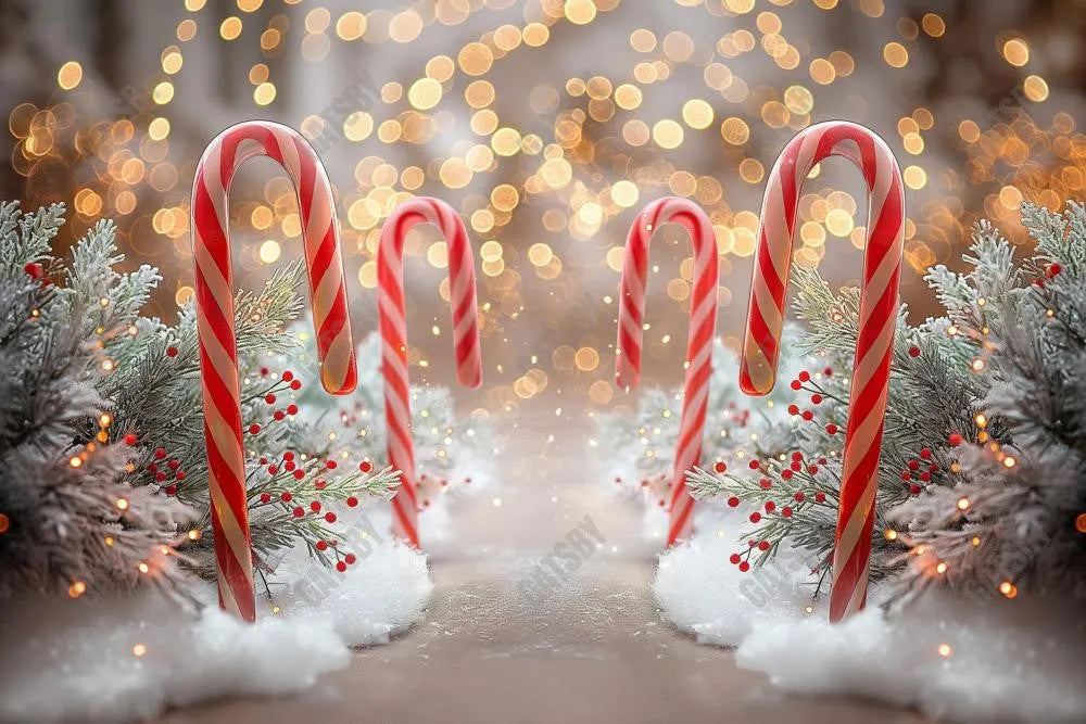 Gatsby Candy Cane Bokeh Lane Photography Backdrop GBSX-00002 - Gatsby Backdrop