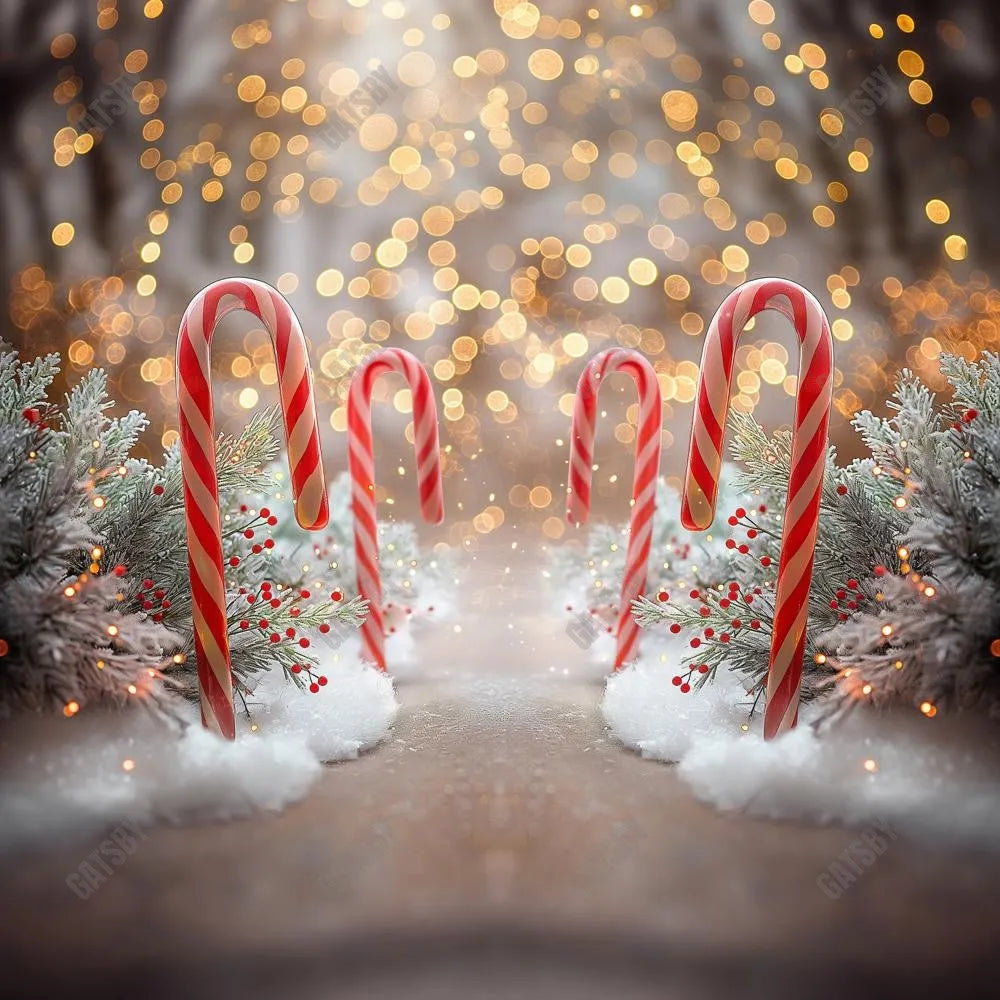 Gatsby Candy Cane Bokeh Lane Photography Backdrop GBSX-00002 - Gatsby Backdrop