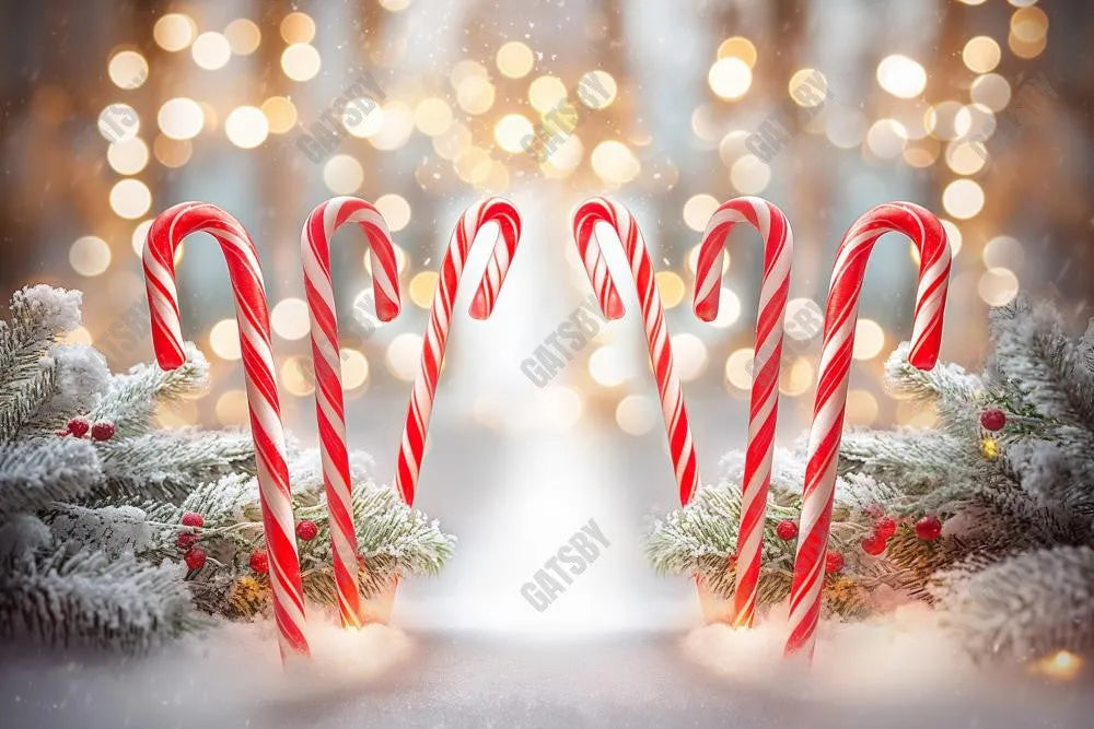 Gatsby Candy Cane Bokeh Lane Photography Backdrop GBSX-00003 - Gatsby Backdrop