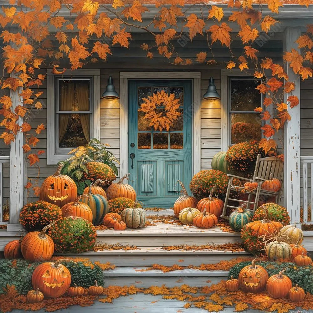 Gatsby Charming Autumn Porch Photography Backdrop Gbsx-00561 - Gatsby Backdrop