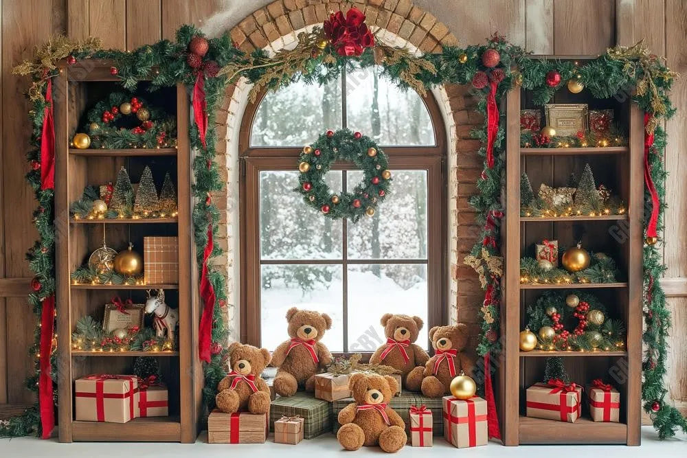 Gatsby Christmas Arched Wood Window Photography Backdrop GBSX-00121 - Gatsby Backdrop