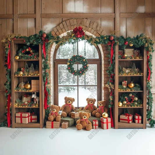 Gatsby Christmas Arched Wood Window Photography Backdrop GBSX-00121 - Gatsby Backdrop