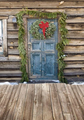 Gatsby Christmas Blue Wooden Door Photography Backdrop Gbsx-00539 - Gatsby Backdrop