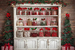 Gatsby Christmas Brick Wall White Cabinets Photography Backdrop Gbsx-01073 - Gatsby Backdrop