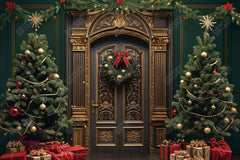 Gatsby Christmas Brown Golden Retro Arched Door Photography Backdrop Gbsx-00571 - Gatsby Backdrop