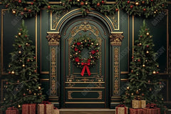 Gatsby Christmas Brown Golden Retro Arched Door Photography Backdrop Gbsx-00572 - Gatsby Backdrop