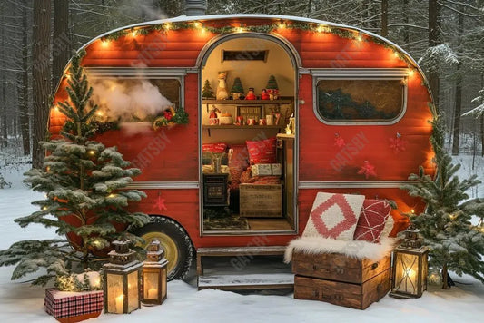 Gatsby Christmas Camping Car Photography Backdrop GBSX-00116 - Gatsby Backdrop