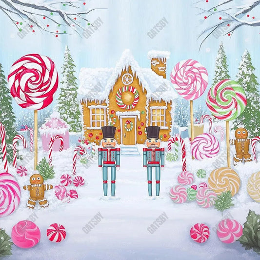 Gatsby Christmas Candyland Gingerbread House Photography Backdrop Gbsx-01031 - Gatsby Backdrop