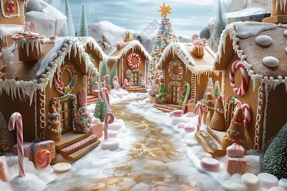 Gatsby Christmas Gingerbread Town Photography Backdrop Gbsx-01008 - Gatsby Backdrop