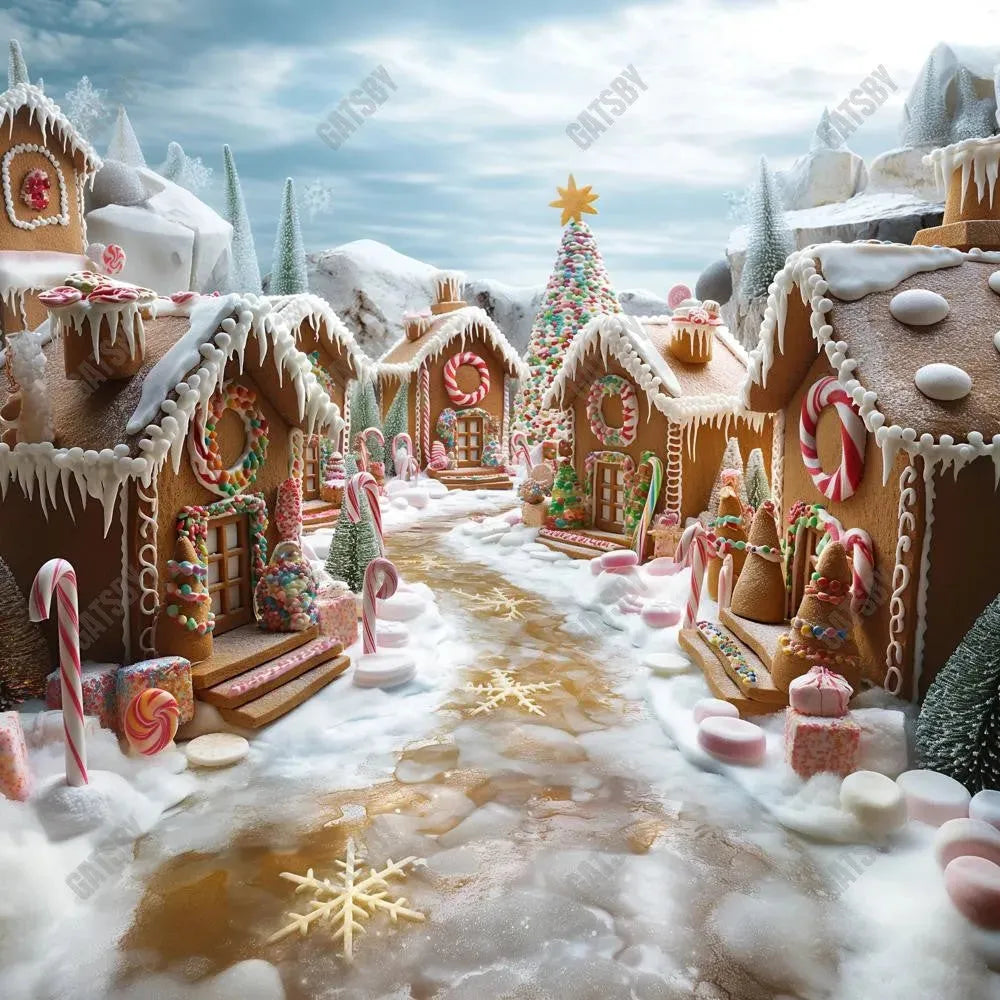 Gatsby Christmas Gingerbread Town Photography Backdrop Gbsx-01008 - Gatsby Backdrop