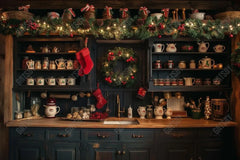 Gatsby Christmas Kitchen Photography Backdrop Gbsx-00575 - Gatsby Backdrop