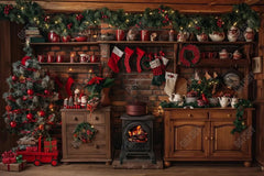 Gatsby Christmas Kitchen Story Photography Backdrop Gbsx-00466 - Gatsby Backdrop