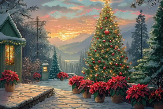 Gatsby Christmas Lane Sunset Photography Backdrop Gbsx-00877 - Gatsby Backdrop