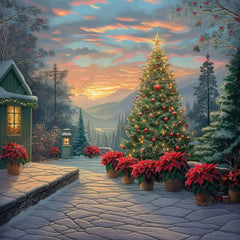 Gatsby Christmas Lane Sunset Photography Backdrop Gbsx-00877 - Gatsby Backdrop