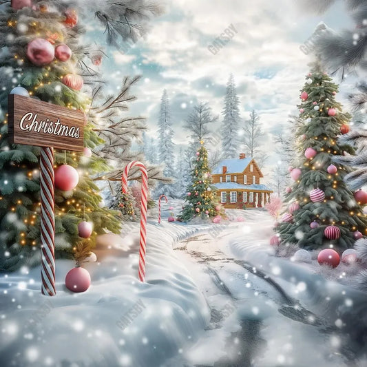 Gatsby Christmas Outdoor Forest Path Photography Backdrop Gbsx-00772 - Gatsby Backdrop