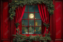 Gatsby Christmas Red At Midnight Window Photography Backdrop Gbsx-01009 - Gatsby Backdrop