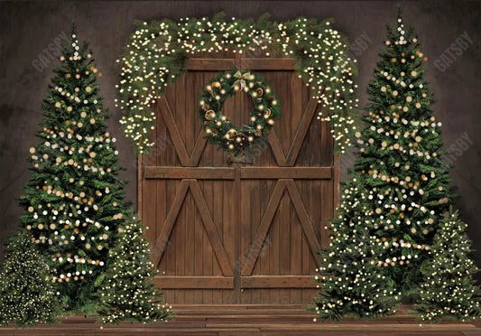 Gatsby Christmas Rustic Barn Door Photography Backdrop GBSX-00044 - Gatsby Backdrop