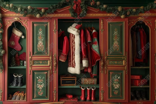 Gatsby Christmas Santa Closet Photography Backdrop Gbsx-00367 - Gatsby Backdrop