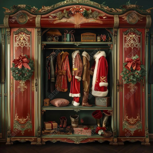 Gatsby Christmas Santa Closet Photography Backdrop Gbsx-00368 - Gatsby Backdrop