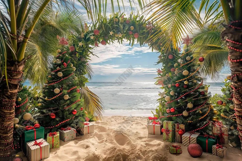 Gatsby Christmas Sea Beach Arch Photography Backdrop Gbsx-00570 - Gatsby Backdrop