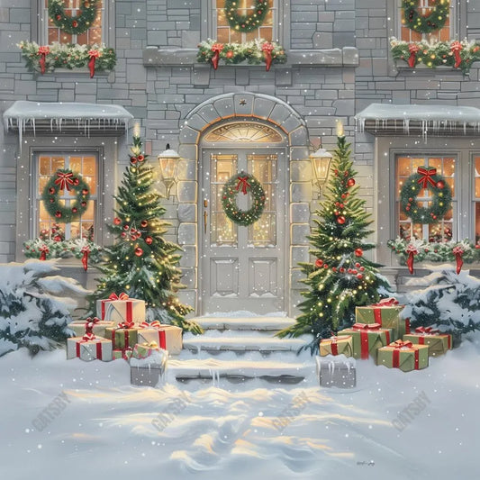 Gatsby Christmas Snowy Doorstep Photography Backdrop GBSX-00022 - Gatsby Backdrop