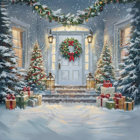 Gatsby Christmas Snowy Doorstep Photography Backdrop GBSX-00023 - Gatsby Backdrop