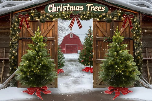 Gatsby Christmas Tree Farm Entrance Photography Backdrop GBSX-00155 - Gatsby Backdrop