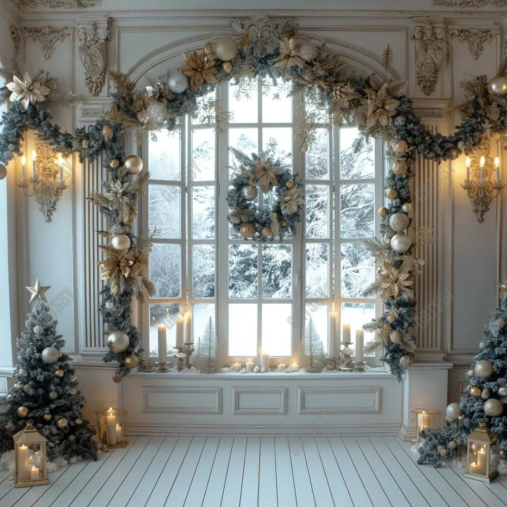 Gatsby Christmas Vintage White Window Photography Backdrop Gbsx-00776 - Gatsby Backdrop