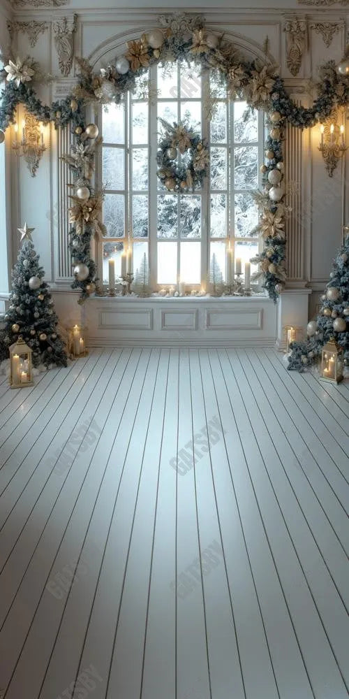 Gatsby Christmas Vintage White Window Photography Backdrop Gbsx-00777 - Gatsby Backdrop