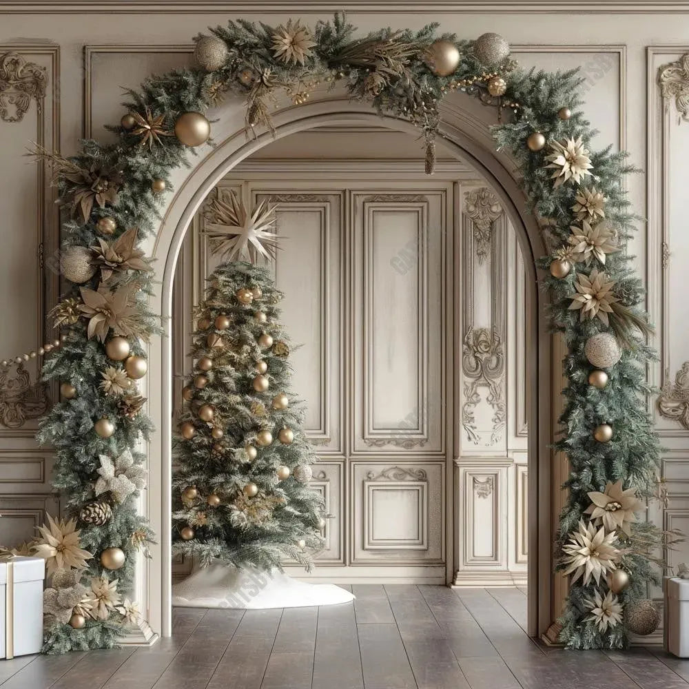 Gatsby Christmas White Arch Photography Backdrop Gbsx-01001 - Gatsby Backdrop