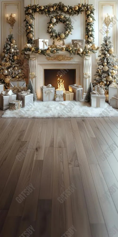 Gatsby Christmas White Vintage Fireplace Photography Backdrop Gbsx-00780 - Gatsby Backdrop