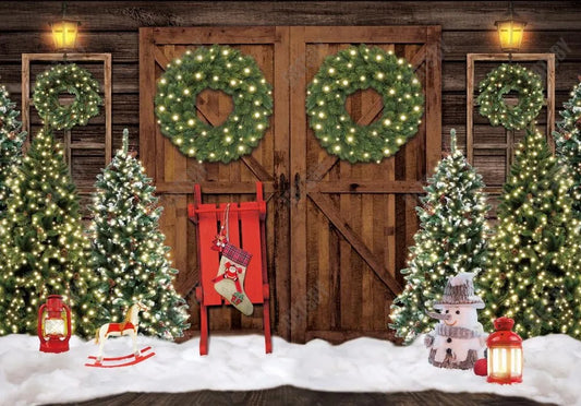 Gatsby Christmas Wood Barn Door Photography Backdrop GBSX-00043 - Gatsby Backdrop