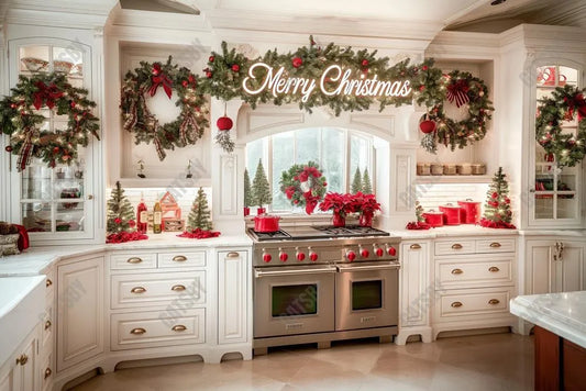 Gatsby Country Christmas Kitchen Photography Backdrop GBSX-00065 - Gatsby Backdrop