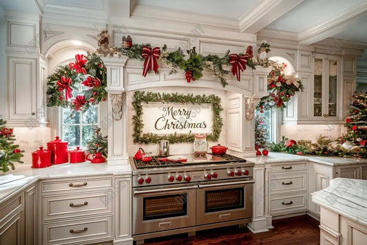 Gatsby Country Christmas Kitchen Photography Backdrop GBSX-00066 - Gatsby Backdrop