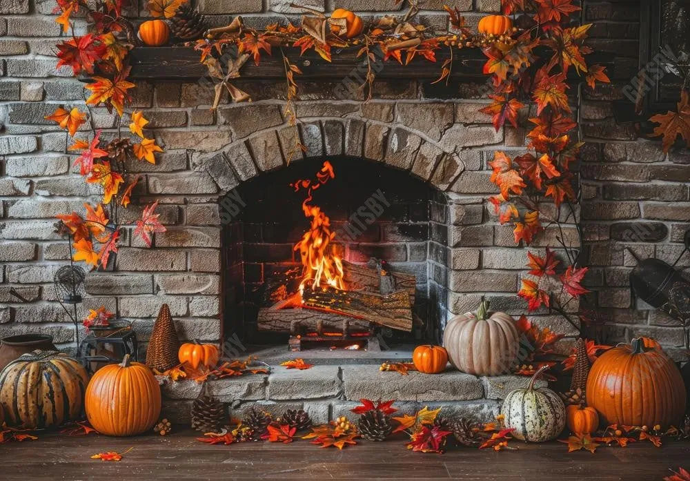 Gatsby Cozy Autumn Fireplace Photography Backdrop Gbsx-00847 - Gatsby Backdrop