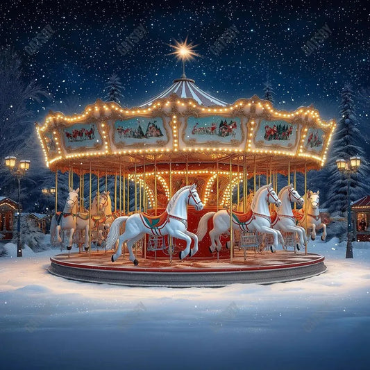 Gatsby Enchanted Holiday Carousel Photography Backdrop Gbsx-01040 - Gatsby Backdrop