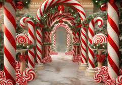 Gatsby Enchanted Sweet Candycane Peppermint Arched Road Photography Backdrop Gbsx-00988 - Gatsby Backdrop