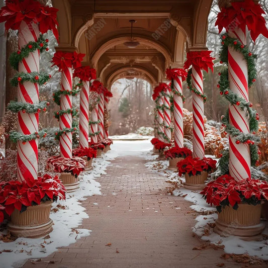 Gatsby Enchanted Sweet Candycane Peppermint Arched Road Photography Backdrop Gbsx-00989 - Gatsby Backdrop