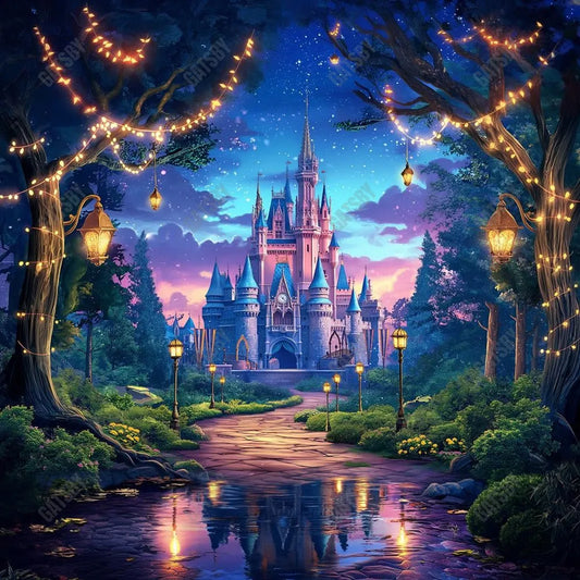 Gatsby Fairytale Forest Castle Photography Backdrop Gbsx-00579 - Gatsby Backdrop