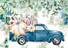 Gatsby Fall Blue Truck Photography Backdrop GBSX-00129 - Gatsby Backdrop