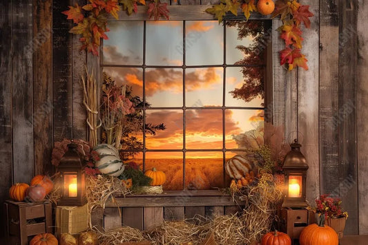 Gatsby Fall Sunset Window Photography Backdrop Gbsx-00512 - Gatsby Backdrop