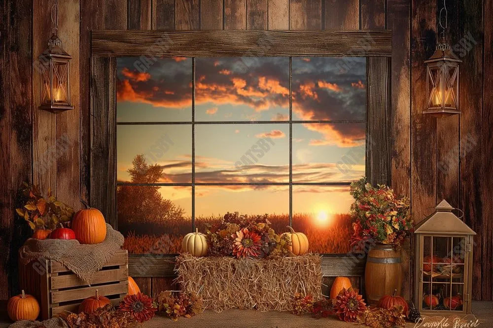 Gatsby Fall Sunset Window Photography Backdrop Gbsx-00513 - Gatsby Backdrop