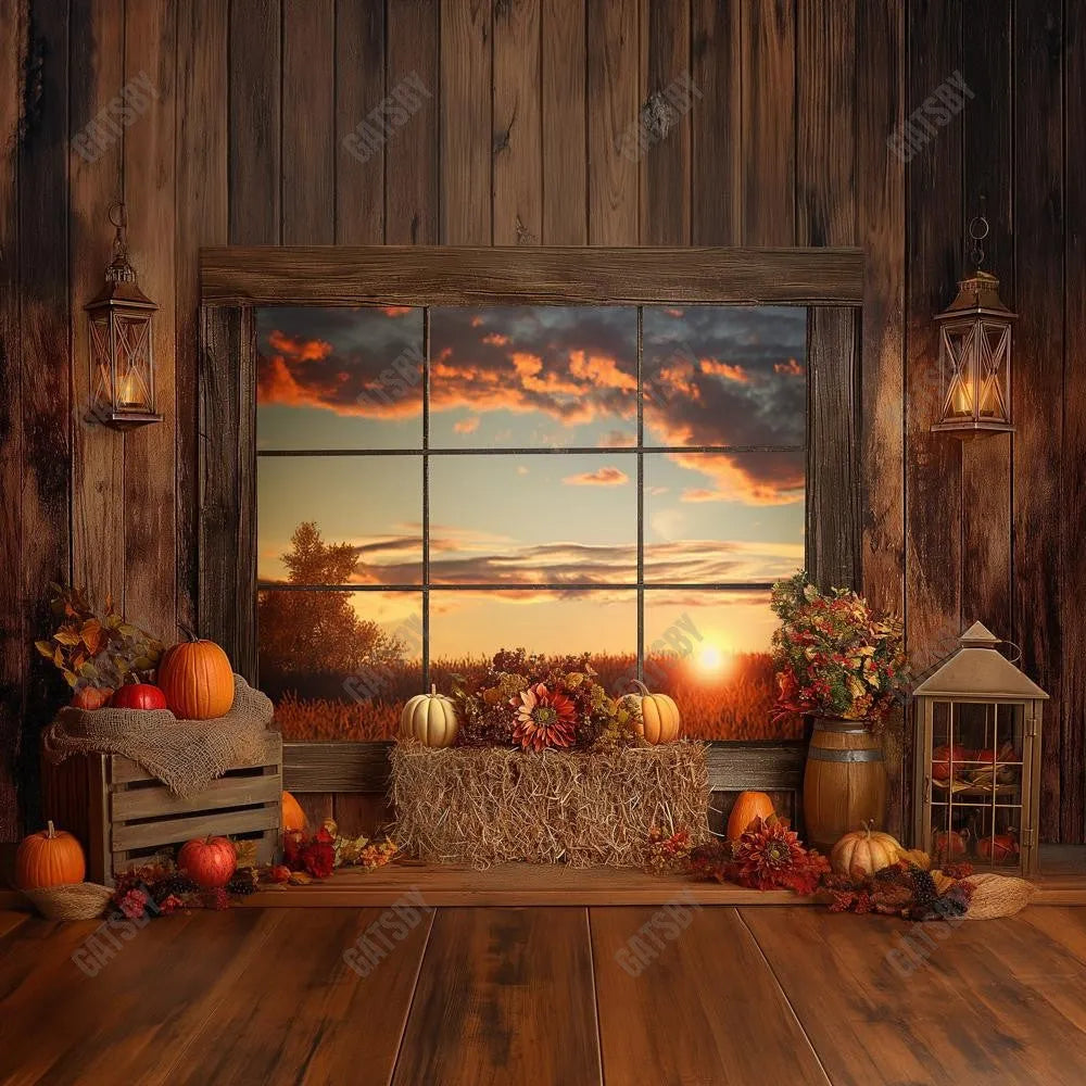 Gatsby Fall Sunset Window Photography Backdrop Gbsx-00513 - Gatsby Backdrop