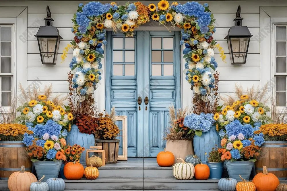 Gatsby Farmhouse Fall Doorfront Photography Backdrop Gbsx-00848 - Gatsby Backdrop