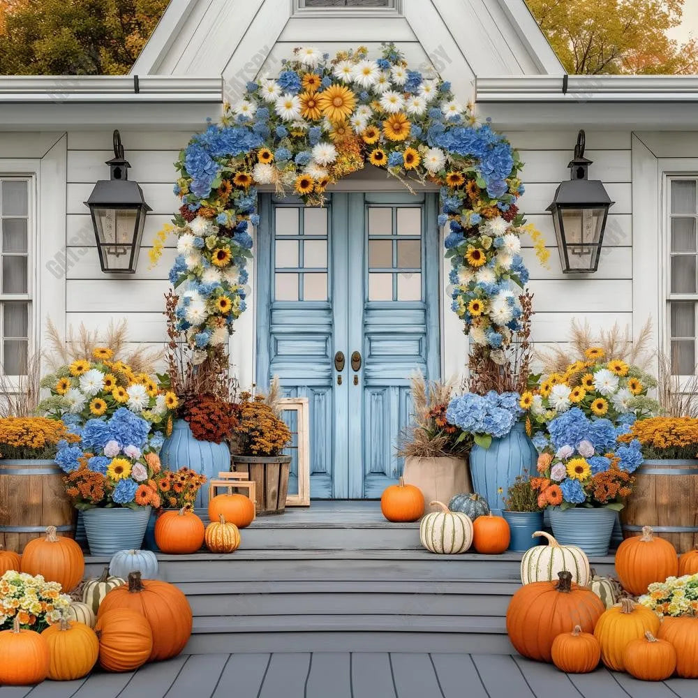 Gatsby Farmhouse Fall Doorfront Photography Backdrop Gbsx-00848 - Gatsby Backdrop