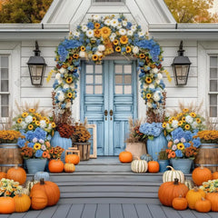 Gatsby Farmhouse Fall Doorfront Photography Backdrop Gbsx-00848 - Gatsby Backdrop