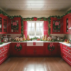 Gatsby Festive Christmas Kitchen Photography Backdrop Gbsx-01011 - Gatsby Backdrop