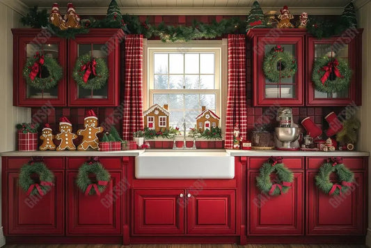 Gatsby Festive Christmas Kitchen Photography Backdrop Gbsx-01012 - Gatsby Backdrop