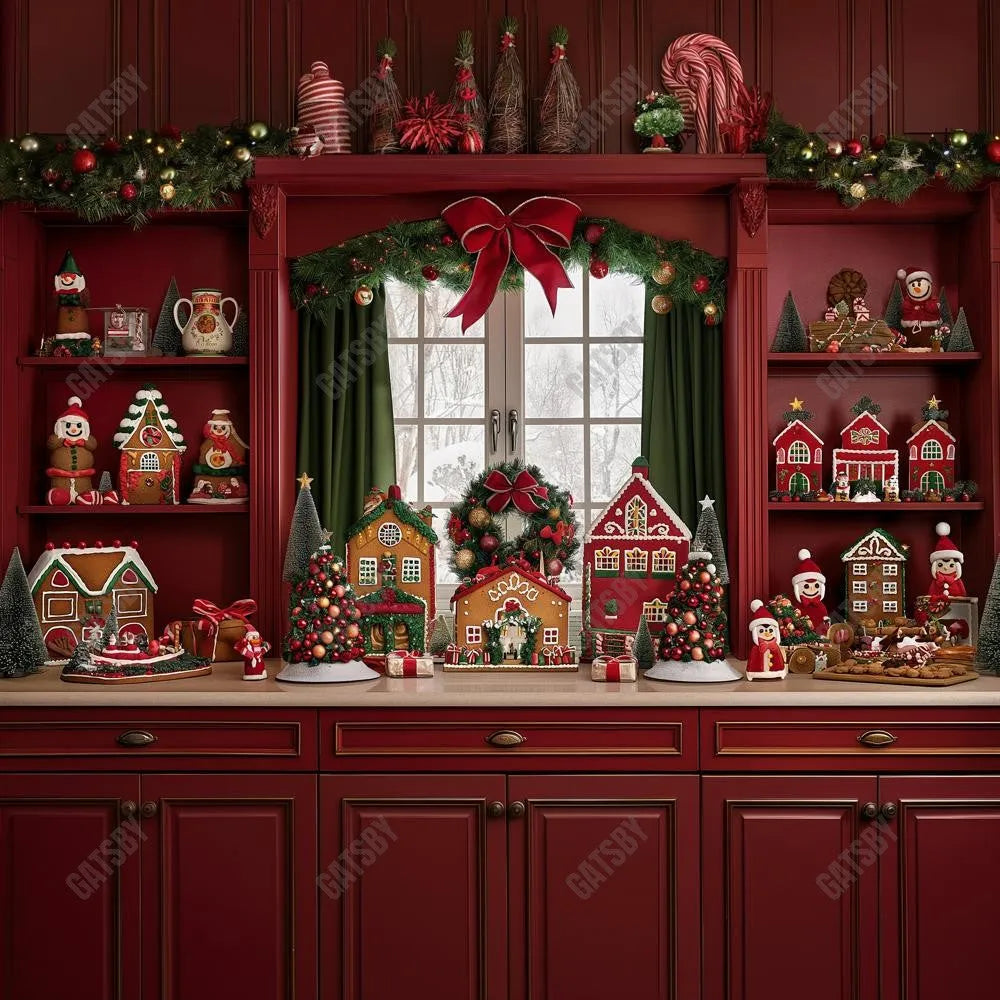 Gatsby Festive Red Kitchen Photography Backdrop GBSX-00068 - Gatsby Backdrop